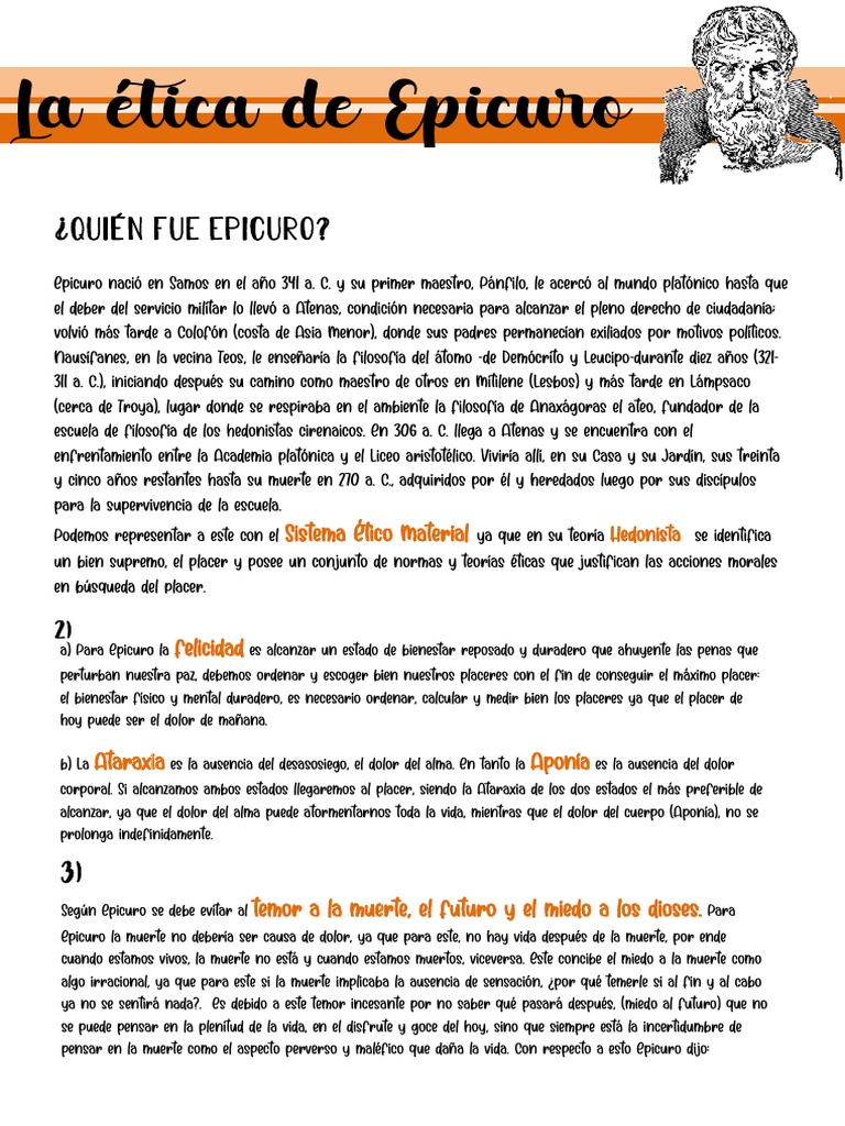 La Ética de Epicuro, Candela Martínez PDF Placer Felicidad