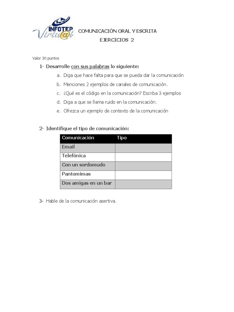Ejercicios de Comunicación Efectiva | PDF