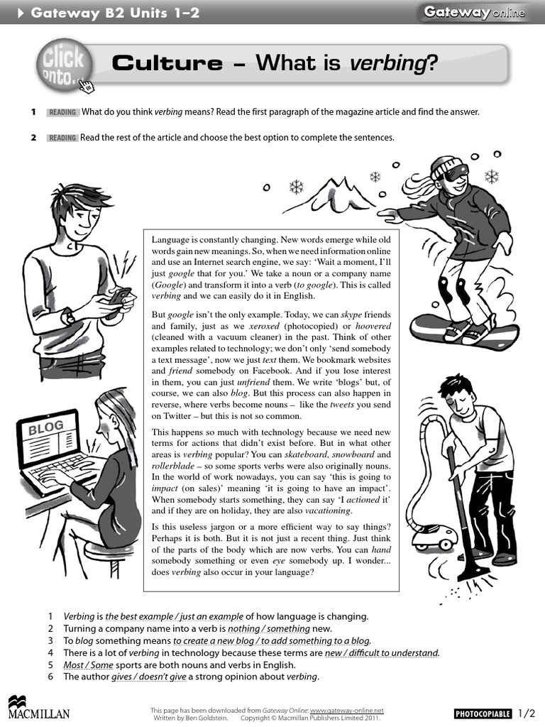 B2 Culture Ws Units 1 2 What Is Verbing | PDF | English Language | Verb