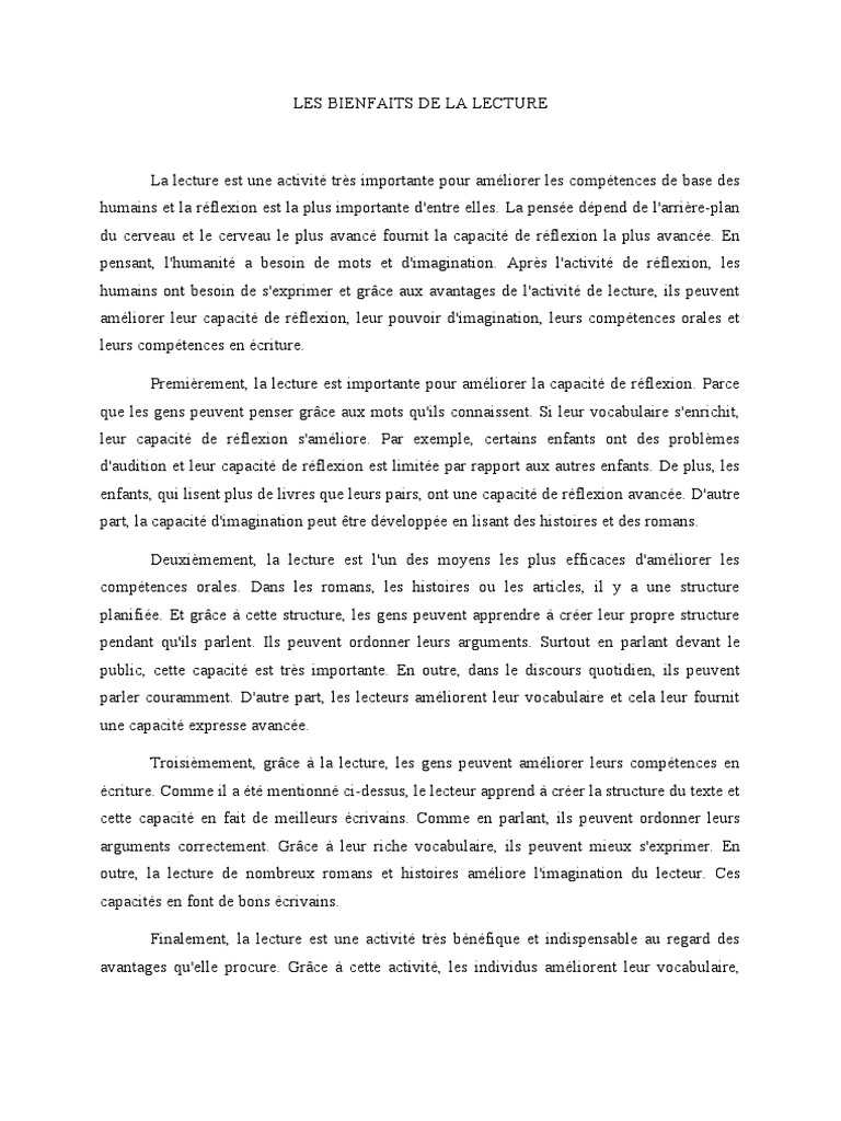 Bienfaits essentiels de la lecture | PDF | Lexique | Cognition