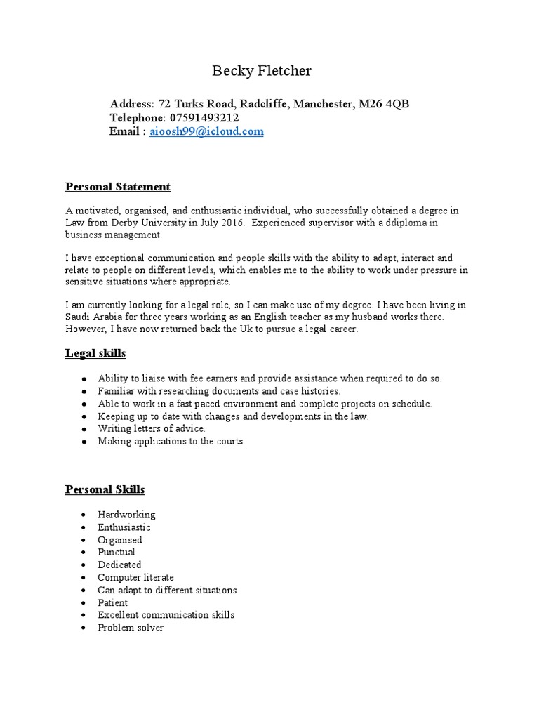 Becky Fletcher Address 72 Turks Road, Radcliffe, Manchester, M26 4QB