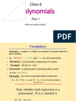 Class 6 Polynomials Part 1