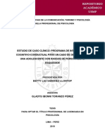 Estudio de Caso Clínico: Programa de Intervención Cognitivo-Conductual para Un Caso de Depresión en Una Adolescente Con Rasgos de Personalidad Esquizoide