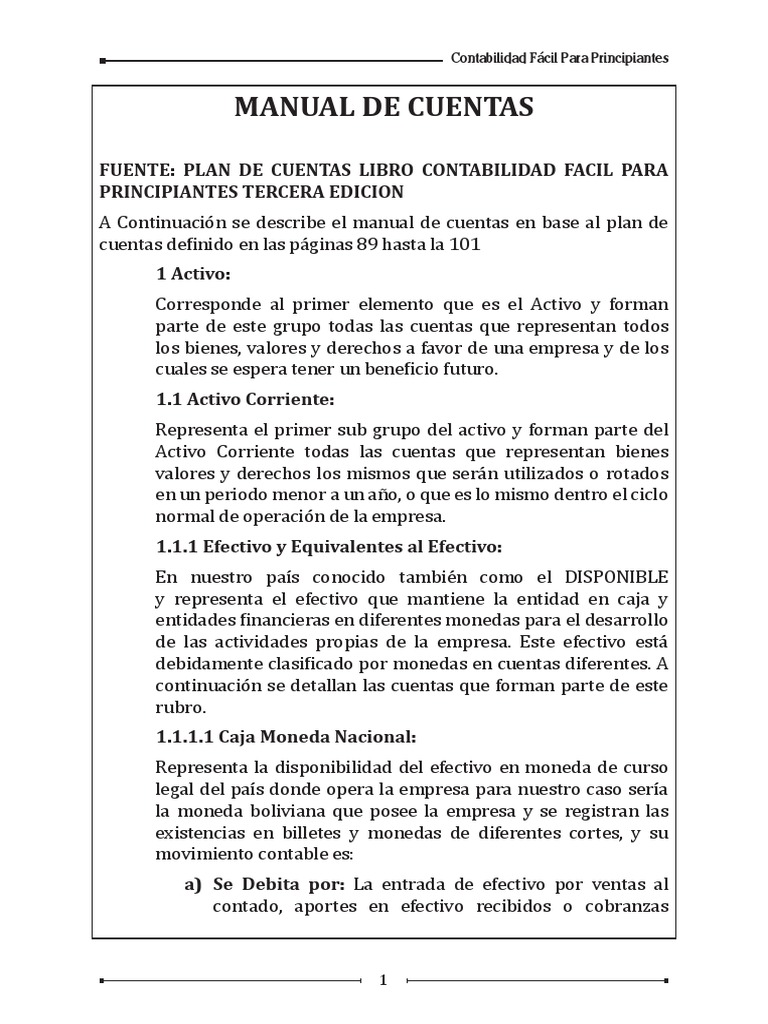 Manual de Cuentas Contables Básicas | PDF | Contabilidad | Depreciación