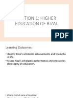 Section 1: Higher Education of Rizal