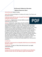 EDUP 204 Research Methods in Education - Midterm Homework