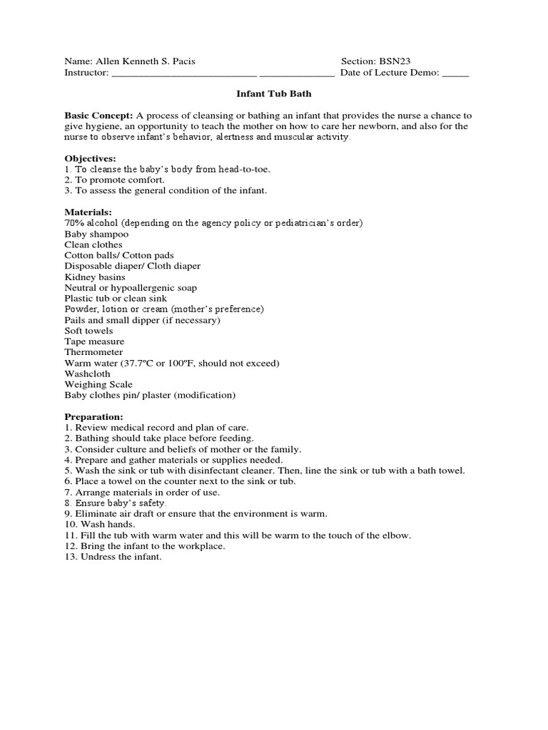 Infant Tub Rationale PDF Infants Diaper