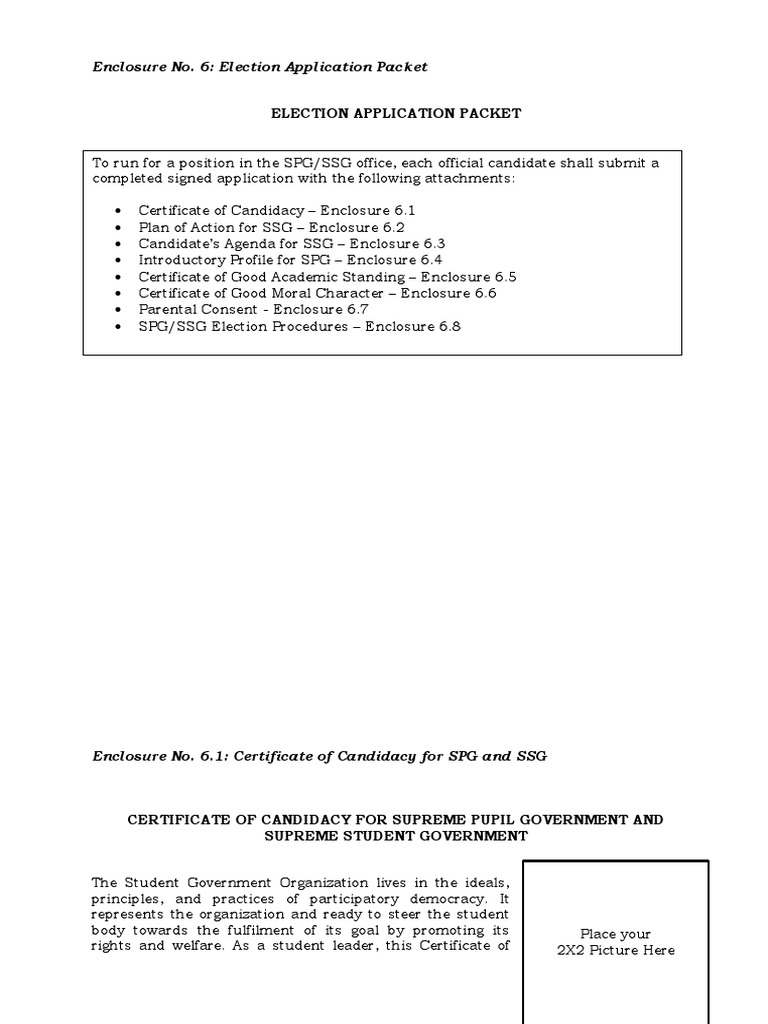 SSG Election Application Packet | PDF | Oath Of Office | Government