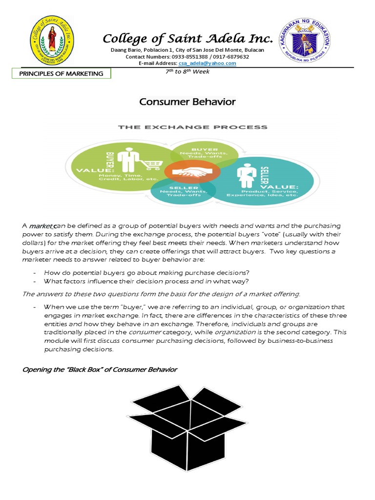 7th 8th Week Modules Principles of Marketing | PDF | Consumer Behaviour ...