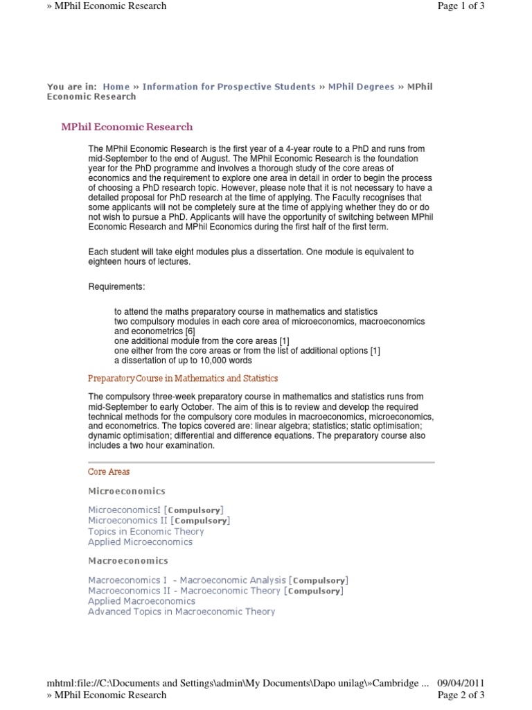 MPhil Cambridge University | PDF | Thesis | Doctor Of Philosophy