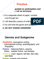 Genres and Sub Genres Activity