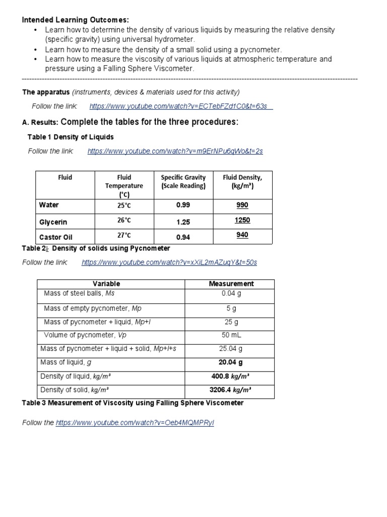 Density and Viscosity of Liquids | PDF | Density | Viscosity