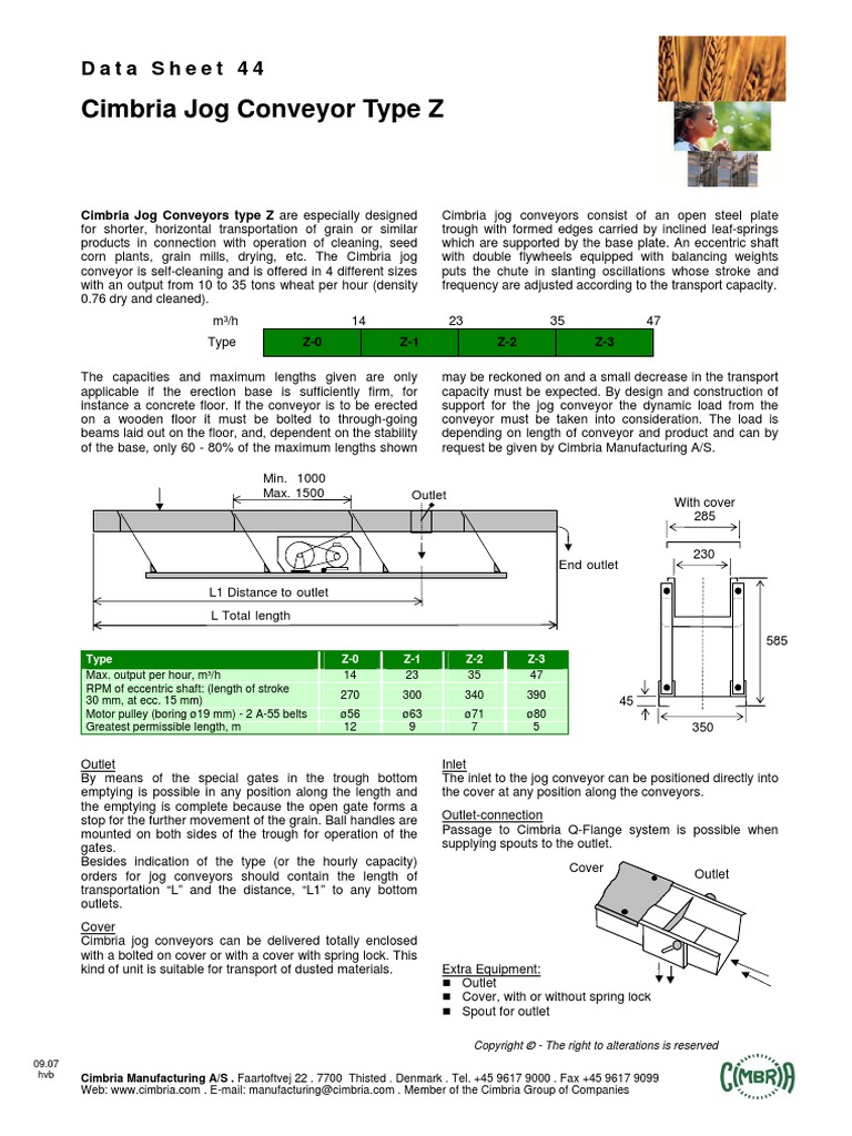 44 Cimbria Jog Conveyor Type Z PDF Manufactured Goods