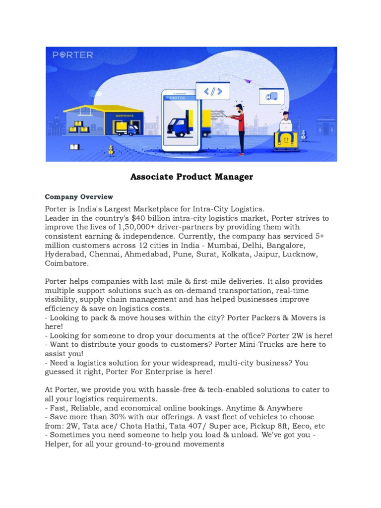 Associate Product Manager at Porter | PDF | Logistics | Analytics
