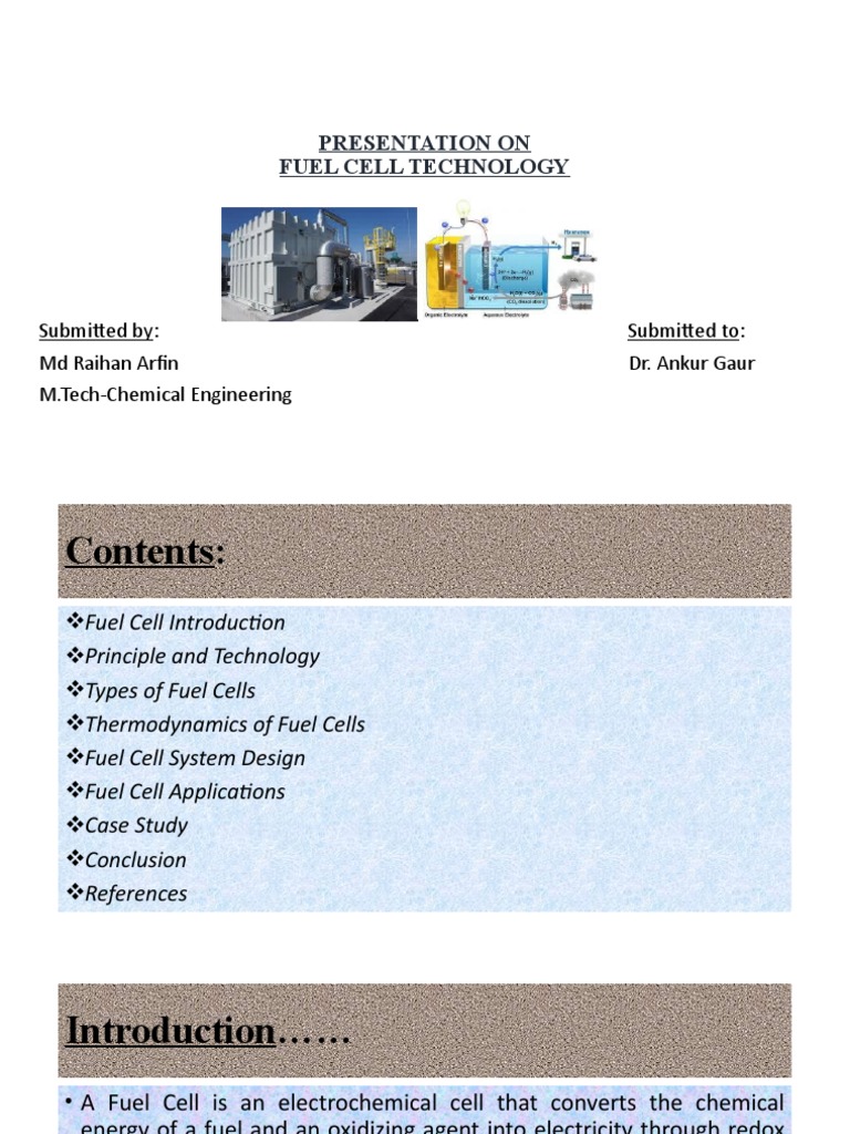 Presentation Fuel Cell PDF Fuel Cell Electrochemistry