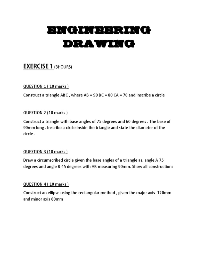 Engineering Drawing Exercise 1 PDF