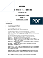 ALL INDIA TEST SERIES PART TEST – III JEE (Advanced)-2021 PAPER – 2