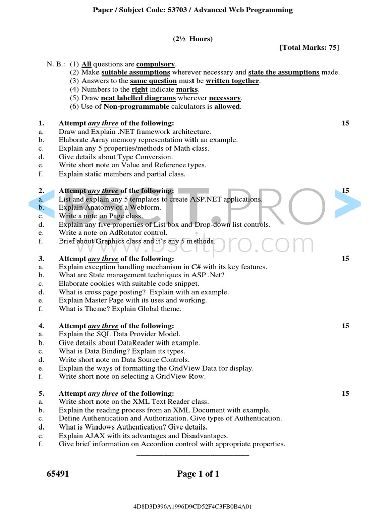 Tybsc-It Sem5 Awp Apr19 | PDF | C (Programming Language) | C Sharp ...