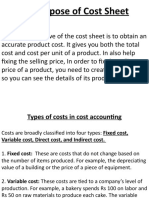 The Purpose of Cost Sheet