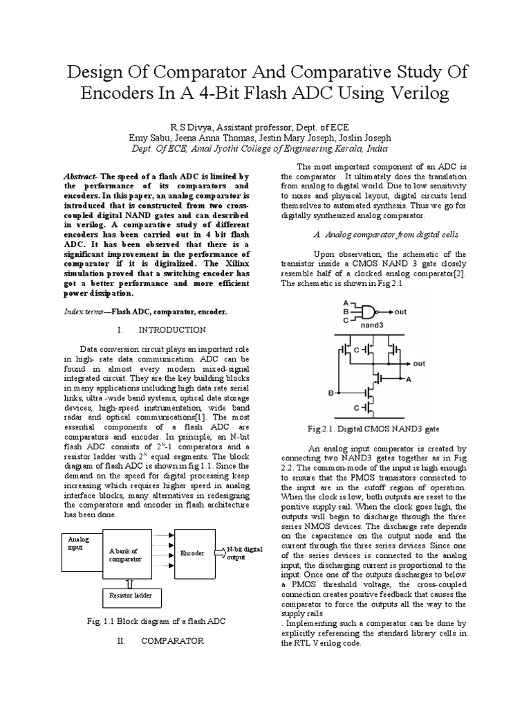 Comparative Analysis of Encoder Designs for a 4Bit Flash Analogto