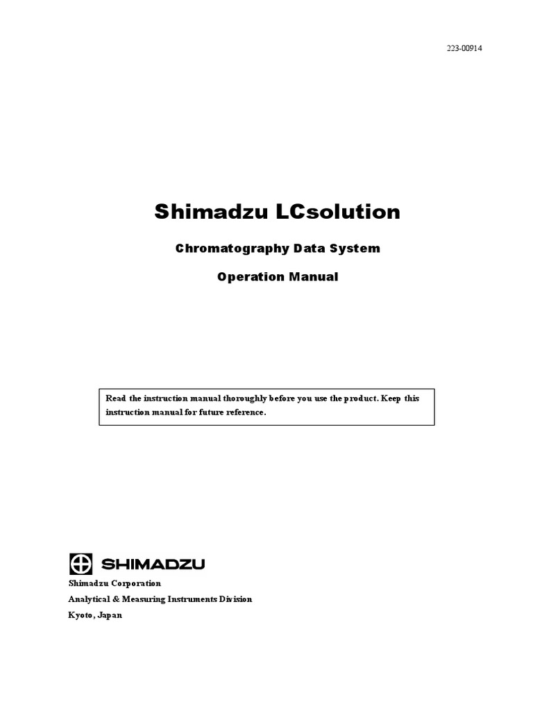 Shimadzu Lcsolution Chromatography Data System Operation Manual PDF