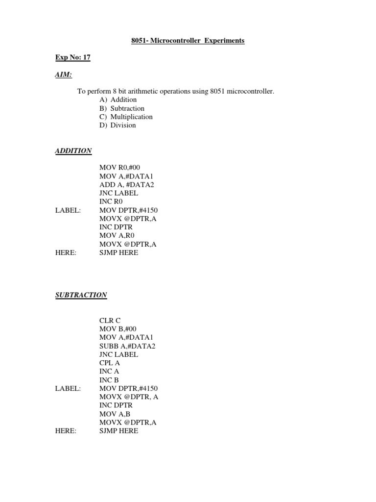 8051 Experiments1 | PDF