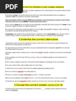 2 Underline The Correct Alternative: 1 Find and Correct Two Mistakes in Each Complex Sentence