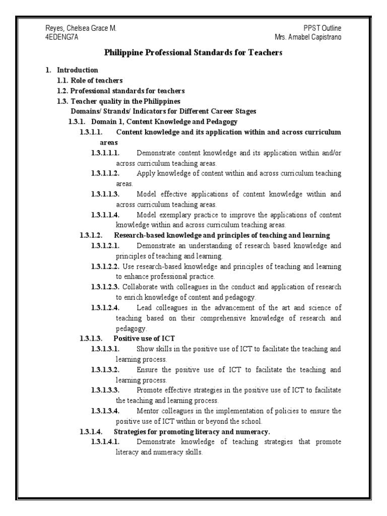 PPST Domains, Strands, and Indicators | PDF | Educational Assessment ...