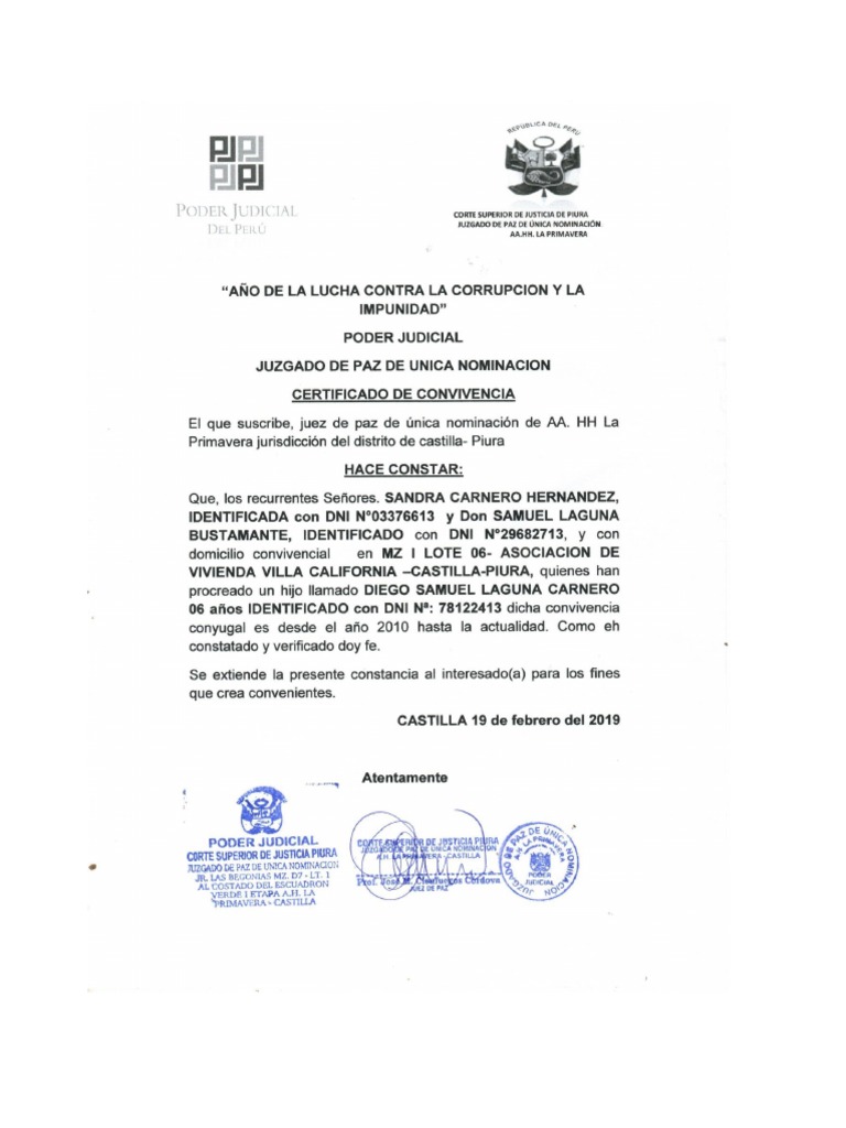 Certificado de Convivencia PDF