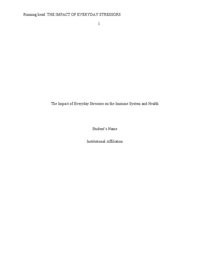 Everyday Stressors and Immune Health | PDF | Stress (Biology ...