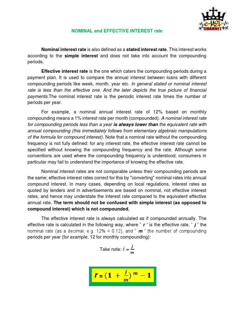 Nominal And Effective Interest Rate Pdf