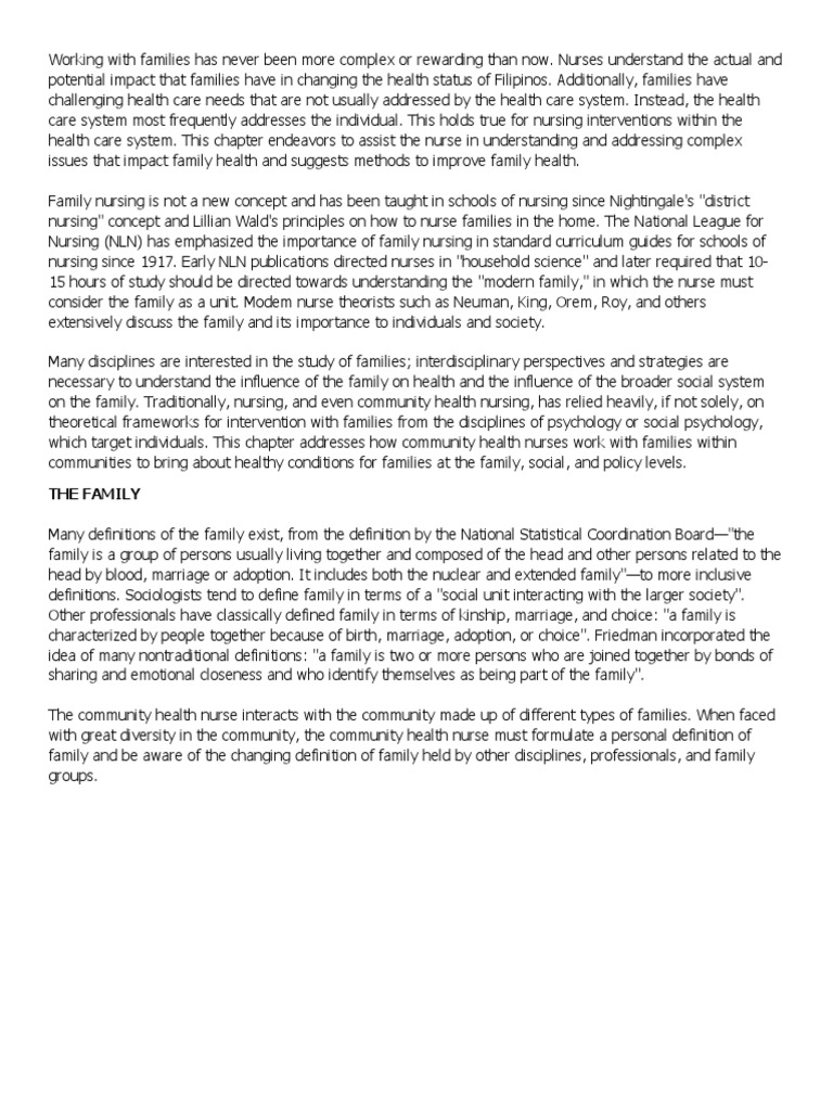Phases of Family Nursing in Community Health | PDF | Family | Nursing
