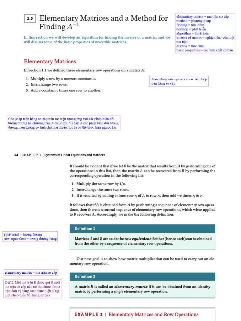 1.5 Elementary Matrices and A Method For Finding A - 1 | PDF | Matrix ...
