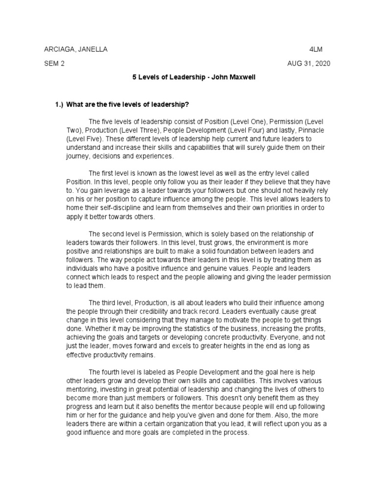 5 Levels of Leadership | PDF | Leadership | Mentorship
