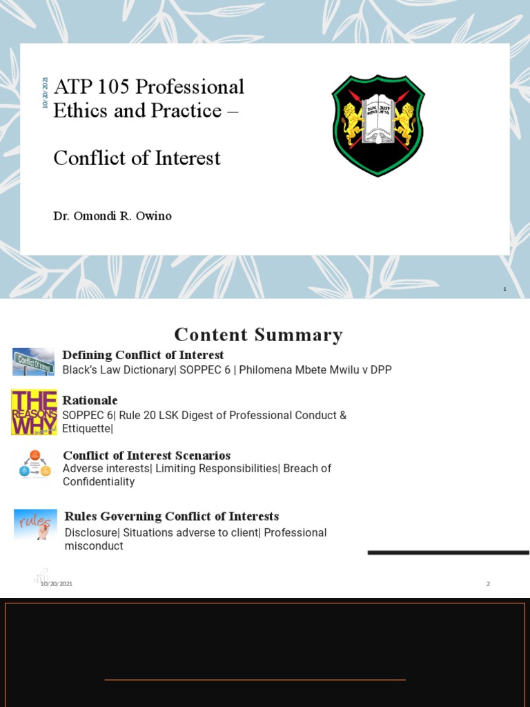 Conflict of Interest in Professional Ethics | PDF | Conflict Of ...