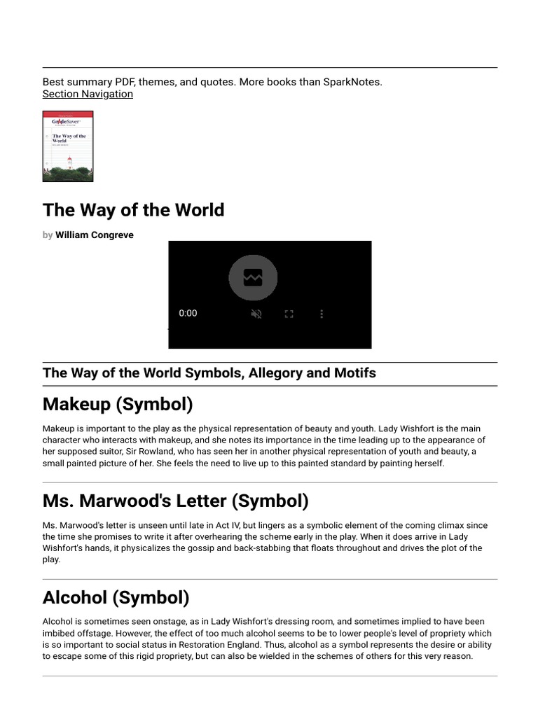 The Way of The World Symbols, Allegory and Motifs | PDF