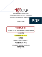 Trabajo 01 - Técnicas en Programación de Obras