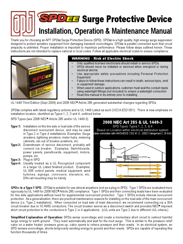 Surge Protective Device: Installation, Operation & Maintenance Manual ...