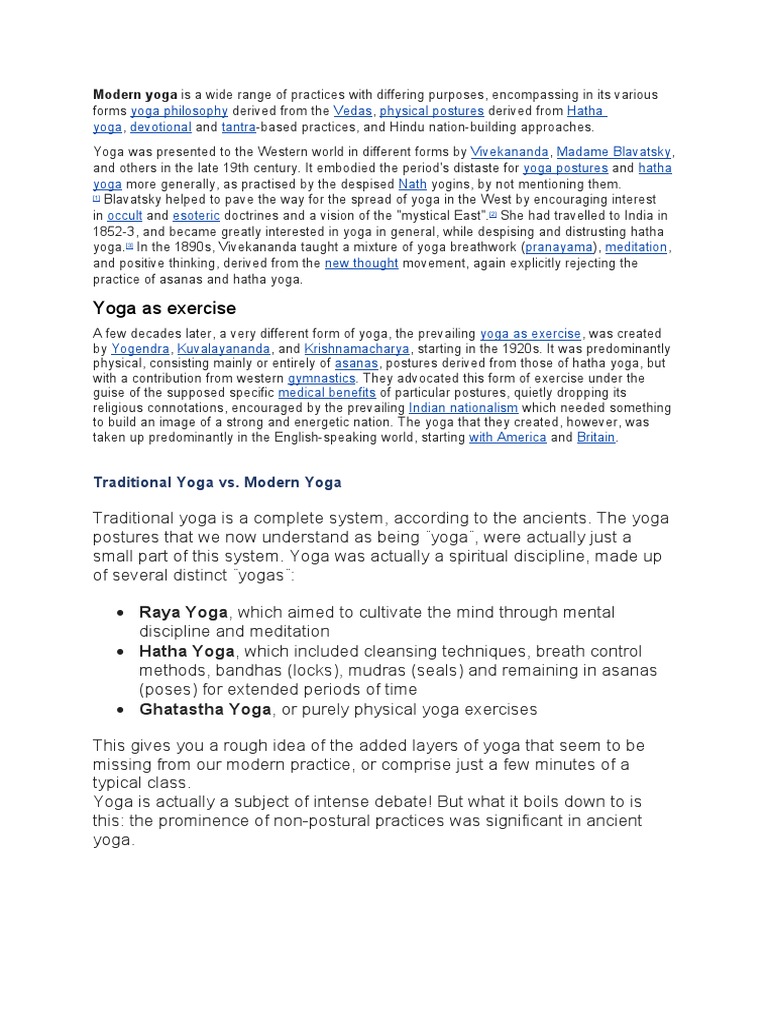 Modern Yoga: Evolution and Practices | PDF | Hatha Yoga | Asana