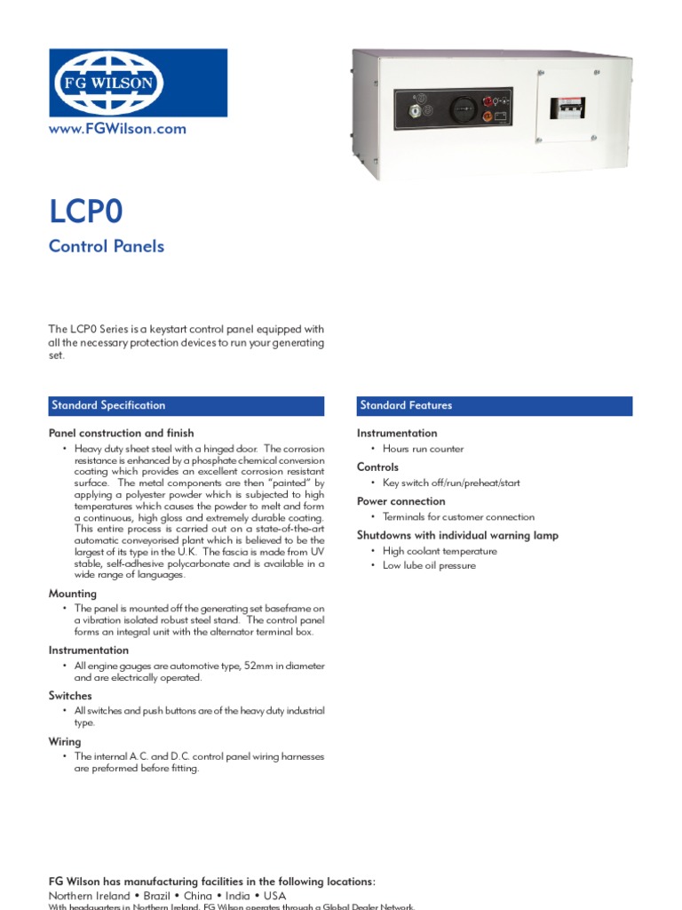 LCP0 Control Panel Specifications | PDF | Switch | Electrical Wiring
