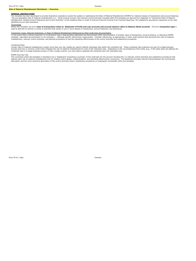 ROMM Audit Walkthrough Template | PDF | Audit | Internal Control