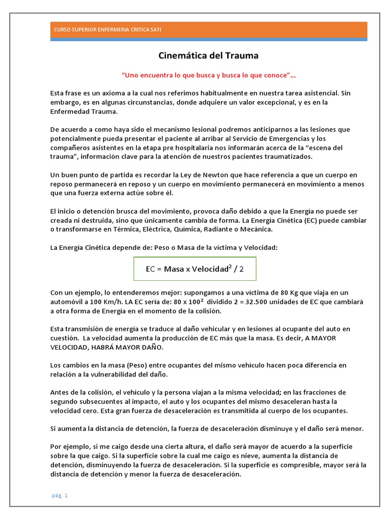 Cinemática del Trauma en Emergencias | PDF | Abdomen | Lesión