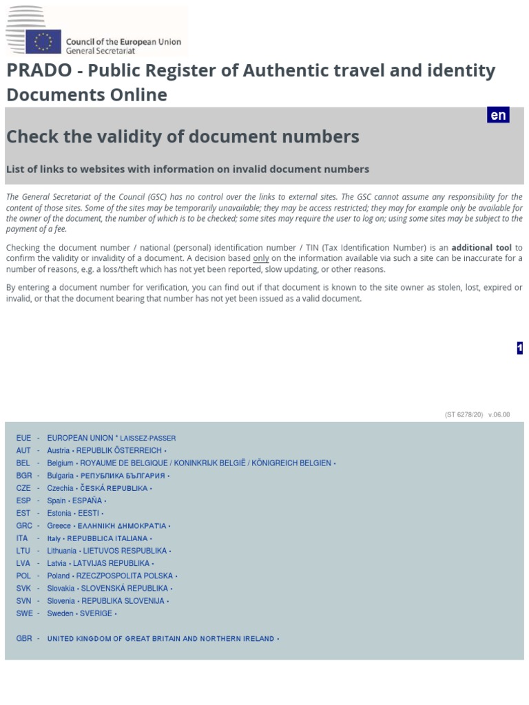 Prado Public Register of Authentic Travel and Identity Documents