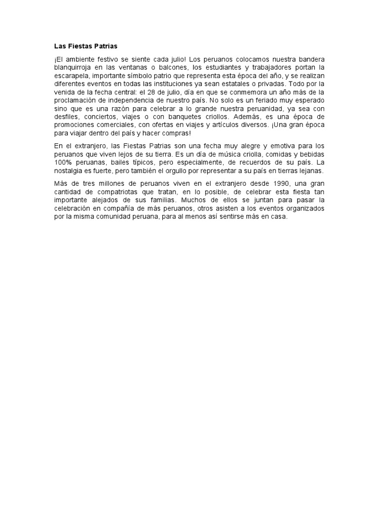 Las Fiestas Patrias En El Peru Pdf Perú