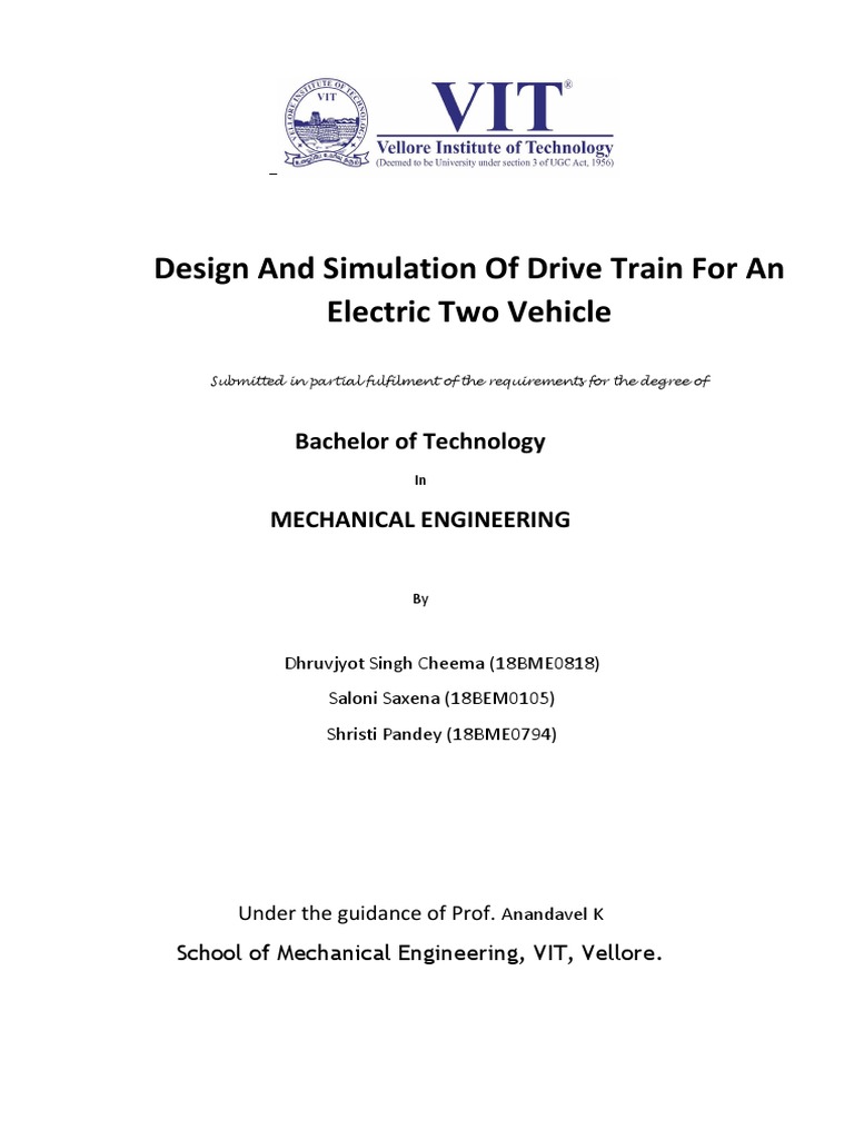 Design and Simulation of Drive Train For An Electric Two Vehicle | PDF ...