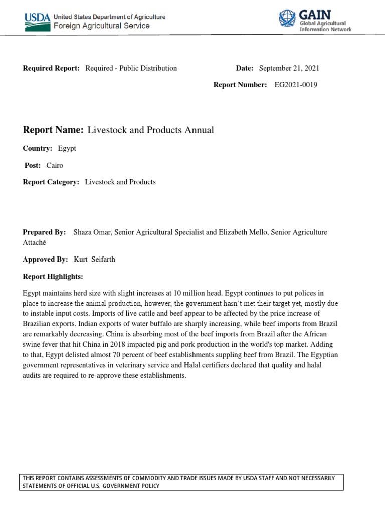 Livestock and Products Annual Cairo Egypt 09012021 PDF Beef