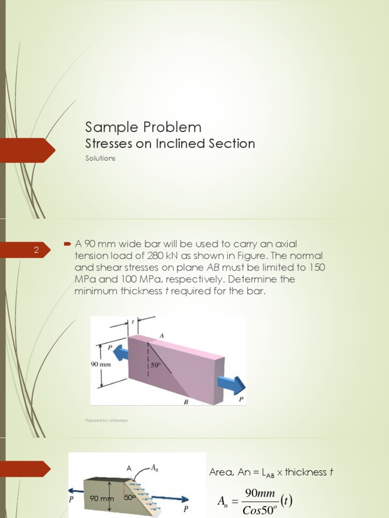 Minimum Thickness for Inclined Stress | PDF