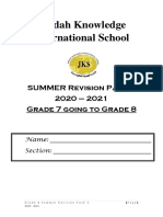 English Grade 8 Summer Revision Pack 3
