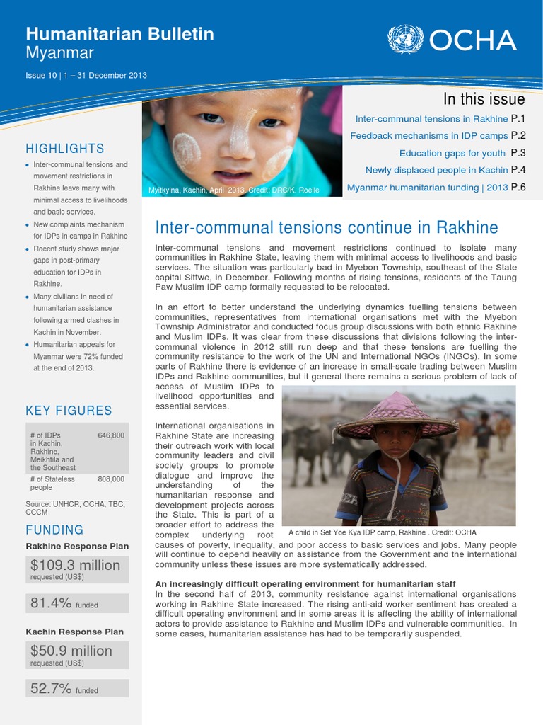 Humanitarian Challenges in Rakhine State | PDF | Internally Displaced ...