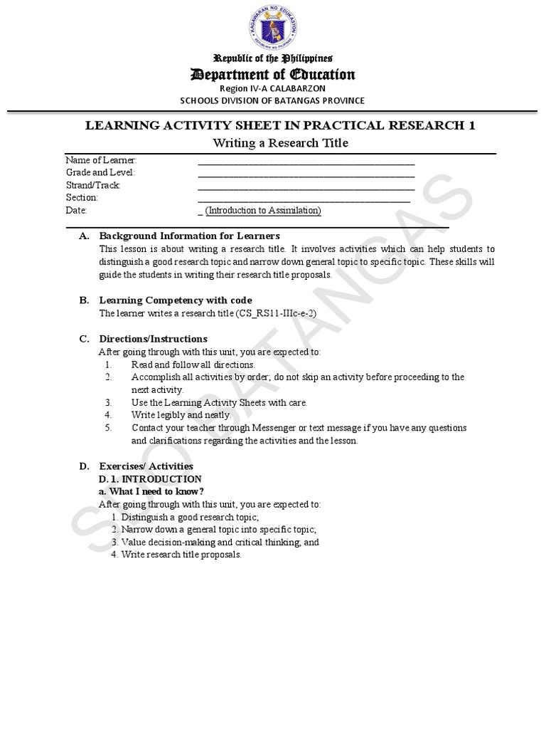 Writing Effective Research Titles | PDF | Learning | Constructivism ...